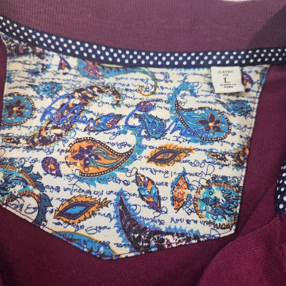 Robert Graham Polo Shirt Men Large Classic Fit Short Sleeve Purple With Skull - Picture 3 of 9